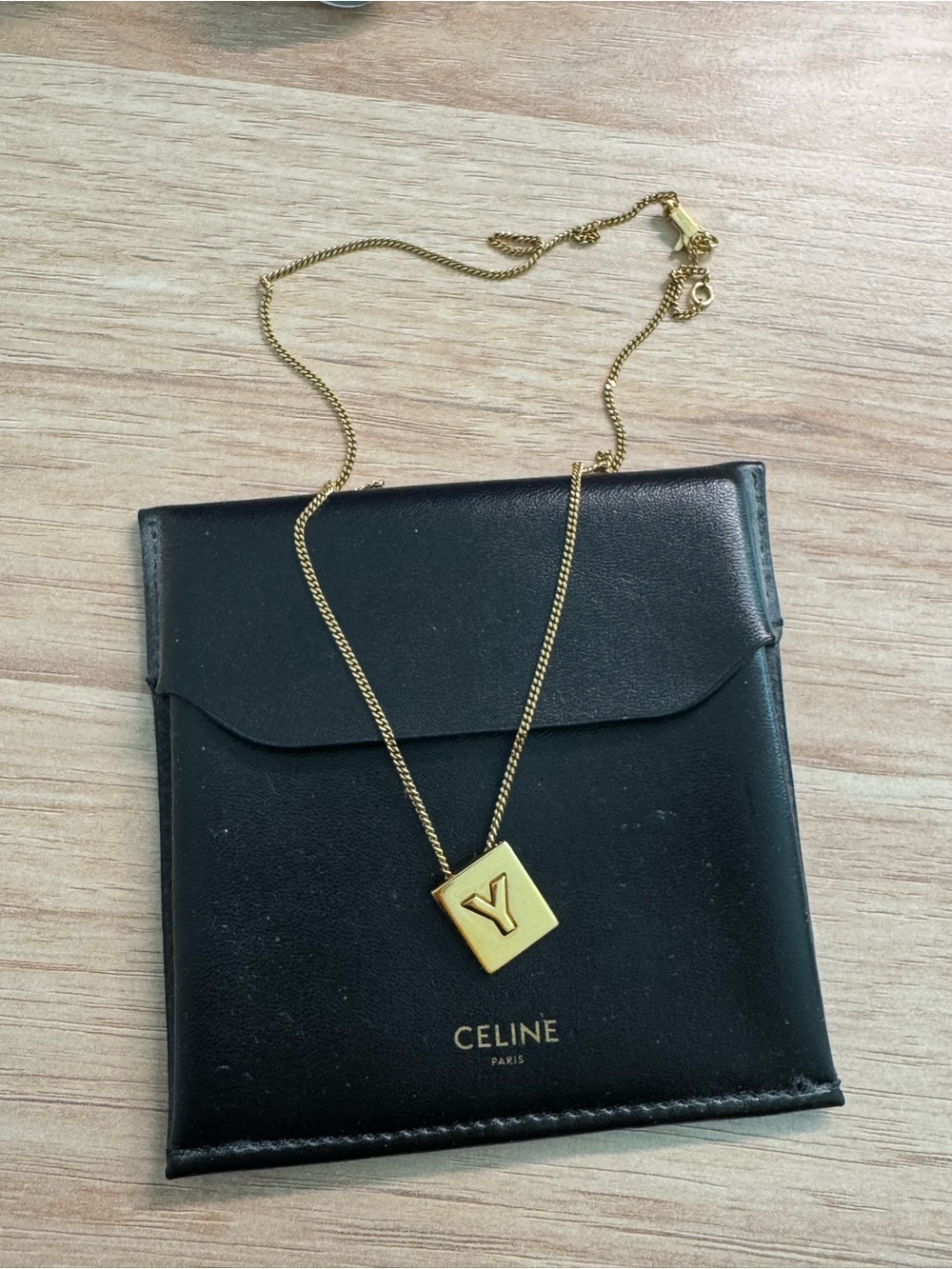 Celine Brass Letter Necklace Y